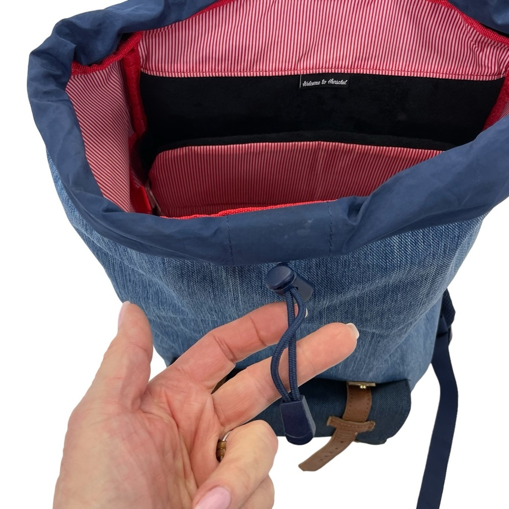 Herschel Supply Company Two-Tone Denim Backpack with Brown Straps - Picture 7 of 16